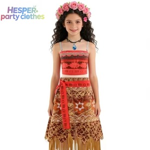 Disfraz de Moana para Niñas HESPER HP-038, Falda Corta, Conjunto de Dos Piezas con Falda de Hierba, Poliéster Estampado, para Representaciones Teatrales - Product Image 1