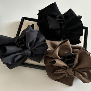 Pince à cheveux élégante française avec grand nœud en tissu, pince requin en plastique pour femme, idéale pour les fêtes - Product Image 5