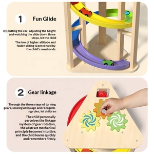 Juguete de Pista de Carreras de Madera Montessori, Rampa Espiral Giratoria, Set de Vehículos Deslizantes Coloridos, Regalo Educativo para Desarrollo de Motricidad Fina StarQmi 3-6 - Product Image 4