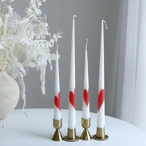 Blue <b>Red</b> Heart Printed Beeswax Soy Wax Taper <b>Candles</b> 14 Inch 9.25 Inch Christmas Holiday Home Decoration Wedding Bars Smokeless - Product Image 4