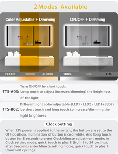 Shinechip 12V LED phòng tắm gương cảm ứng cảm biến một nút điều khiển mờ điện dung cảm ứng thiết bị chuyển mạch đồng hồ hiển thị nhiệt độ - Product Image 5