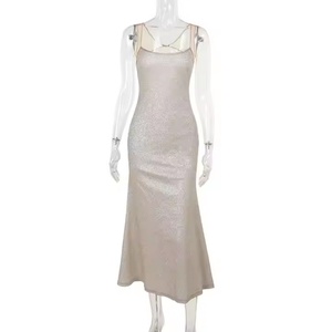 Nouvelle robe de soirée élégante de haute qualité pour femmes, sexy, à fines bretelles spaghetti, taille fine, brillante, pailletée, moulante - Product Image 6