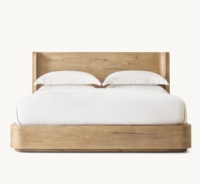 Droit pour abri mural design français solide lit pied de lit plate-forme rembourrée cadre de lit Beige King Modern Luxury Bedroom