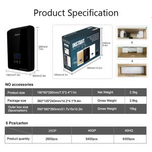 Función de calentador de agua de China 220V 3.5kW-6kW baño Agua Caliente géiser calentador de agua eléctrico instantáneo sin tanque para ducha - Product Image 5