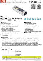 Alimentation électrique Mean Well série UHP-350 350W SMPS 3.3V 5V 12V 24V 48V 55V PFC pour équipements mécaniques et électroniques