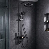 Ensemble de douche noir en laiton massif avec pommeau de pluie, douchette à main et douchette bidet pour salle de bain domestique
