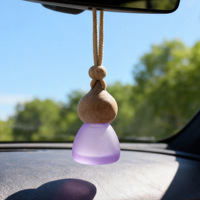 Nouveau modèle – Flacon vide de 8 ml pour parfum de voiture, en verre dépoli conique avec couvercle en bois, diffuseur d'huiles essentielles, populaire pour la voiture