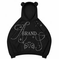 Ensemble de survêtements streetwear personnalisés pour femme, coupe oversize, style hip-hop, avec strass, en tissu Air Layer
