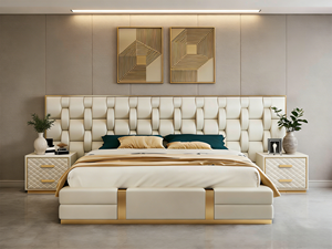 Set <span class=keywords><strong>Letto</strong></span> <span class=keywords><strong>Matrimoniale</strong></span> con Base Materasso e Testiera in <span class=keywords><strong>Legno</strong></span> per Mobili in Vera Pelle Moderni di Lusso con Contenitore <span class=keywords><strong>Letto</strong></span> Singolo Queen King Size - Product Image 1