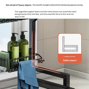 Kitchen Multifunctional Stainless Steel Sink <strong>Rack</strong> Countertop <strong>Dish</strong> and Bowl Draining Storage <strong>Rack</strong> with Double Tier for Dinnerware - Product Image 4