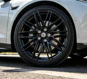 <span class=keywords><strong>ล้อ</strong></span>แม็กซ์อะลูมิเนียมฟอร์จขนาด 20 นิ้ว แบบ 5 ก้านบางคู่ 5x112 ออฟเซ็ตบวก สีดำเงา สำหรับ Audi A4 A6 Mercedes Benz - Product Image 1