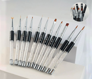Ensemble de pinceaux à ongles en nylon avec manche métallique, pinceaux plats pour la peinture florale, avec couvercle, pour la manucure et le design de gel - Product Image 6