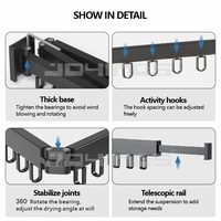 Supports de cintres à linge muraux pour corde à linge cintres pliants rétractables en métal