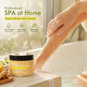 Exfoliante Corporal de Limón y Cúrcuma con Extractos Naturales de Plantas, con Partículas Finas y Suaves para una Rutina de Spa <span class=keywords><strong>en</strong></span> Casa, Disponible <span class=keywords><strong>en</strong></span> Stock - Product Image 4
