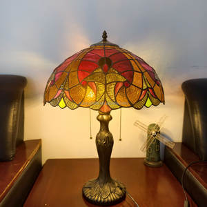 European Style 16'' Stained Glass Baroque Design Resin Base E27 Eye Caring DC LED <b>Table</b> <b>Lamp</b> for <b>Study</b> Dining Living Rooms - Product Image 5