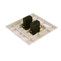 Adaptador de Pared de 2 Puertos para Audio y Video, Chapado en Oro 2.0, ABS, 86x86mm, 4K 60Hz, Blanco, Enchufe UK