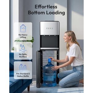Distributeur d'eau Euhomy à chargement par le bas, compatible avec les bouteilles de 5 gallons, 3 réglages de température (chaud, température ambiante, froid), sur pied, chargement par le bas - Product Image 3