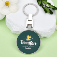 Porte-clés en métal rond avec logo de marque de bière personnalisé, porte-clés en émail pour cadeaux promotionnels de bar