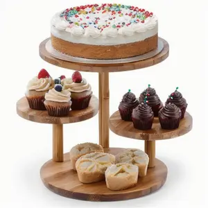 Tier Wood Cupcake Stand, 3er Pack Holz Serviert ablett, rustikale Bauernhaus Dessert Display Tiered Kuchen halter für Küche, Hochzeit