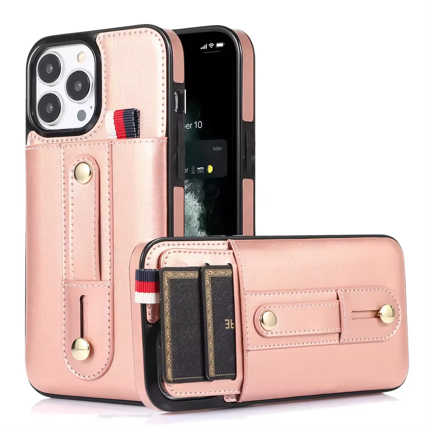 Funda de cuero de lujo para teléfono móvil, funda tipo cartera para iPhone 11 12 13 14 15 pro Max XR XS MAX, funda trasera para teléfono