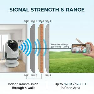 Monitor de Bebé Inalámbrico de Largo Alcance KT-567W, Pantalla IPS de 5 Pulgadas, Cámara PTZ, Audio Bidireccional, Sensor de Temperatura, Reconocimiento Facial - Product Image 6