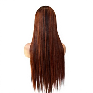 ผมตรงสีส้มใสแบบโปร่งแสง  ติดลูกไม้ด้านหน้า  ผมแท้เวียดนาม ราคาโรงงานโดยตรง - Product Image 1