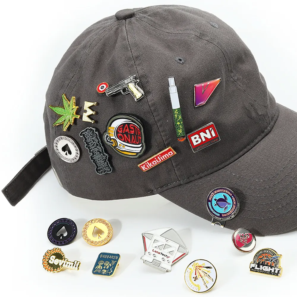 Factory Suppliers Custom Logo Fitted Baseball Hat Pins Emblem Hard Soft Enamel Pins Magnet Badge Lapel Pins For Clothes Hat