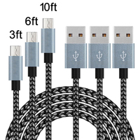 Câble de données de charge rapide en nylon tressé pour téléphone portable Micro Usb câble de données de chargeur rapide
