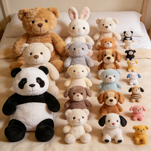 Jouets en peluche doux et câlins, animaux en peluche avec panda, lapin, chien pour les enfants, pour l'heure du coucher et les jeux - Product Image 1