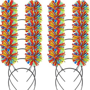 Rainbow <span class=keywords><strong>Skittles</strong></span> Diadema Carnaval Payaso Fiesta Peluca Corona Bola de pelo Accesorio Primavera Diadema - Product Image 1