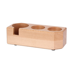 Base de madera para tamper con mango, soporte para tamper de café para mostrador de bar, accesorios para máquina de café, madera maciza, color natural - Product Image 3