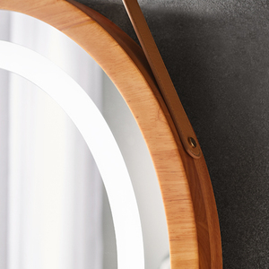 Gương Treo Thắt Lưng Da Tròn Tròn Bằng Gỗ Trơn Cổ Điển Cho Phòng Tắm Gia Đình Khách Sạn Làm Theo Yêu Cầu - Product Image 6