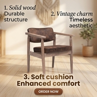 Chaise de salle à manger MULIGNA en bois massif japonais pour café, restaurant, salon, fauteuil lounge avec accoudoirs en bois