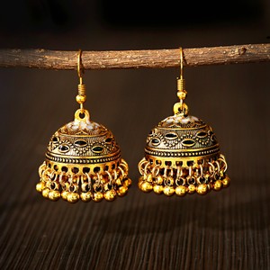 Vintage 14K chapado en oro de las mujeres vaciamiento Macrame <span class=keywords><strong>pendientes</strong></span> de aro India chica fiesta usando joyería étnica de aleación de cuentas <span class=keywords><strong>pendientes</strong></span> de borla - Product Image 4