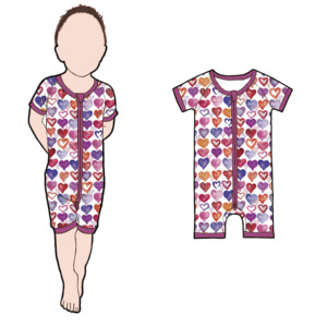 Tutine per Neonati all'Ingrosso con Stampa Dolce per San Valentino, Maniche Corte, Grazioso Pigiama in Bambù per Bambine - Product Image 3