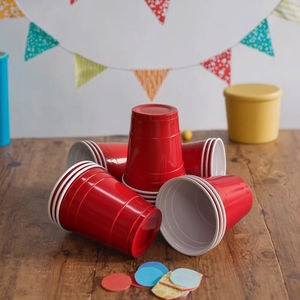 ถ้วยพลาสติกแบบใช้แล้วทิ้งสีแดงขนาด9ออนซ์วัสดุ PP สำหรับงานเลี้ยงวันเกิดและโต๊ะปิงปอง - Product Image 3