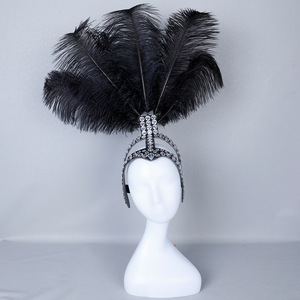 Serre-tête glamour inspiré des années 20 avec plumes et strass, accessoire de costume réglable DIY pour Halloween et les fêtes de remise des diplômes <span class=keywords><strong>Ava</strong></span> - Product Image 5