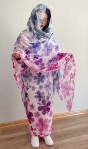 قماش فوال سويسري قطني عالي الجودة للبيع بالجملة، ثوب سوداني بطباعة رقمية بنقشة زهور صومالية مخصصة، قماش عبايات وثياب دبي 5 ياردة - Product Image 4