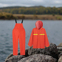 Ensemble imperméable et coupe-vent réfléchissant en PVC épais, réutilisable, tendance et durable, avec veste et pantalon à bretelles pour la pêche (vente en gros)