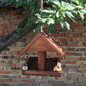 Comedero colgante de madera para pájaros ODM OEM, comedero hecho a mano para pájaros y ardilla, comedero para pájaros al aire libre, fuente de alimentación de mesa - Product Image 6