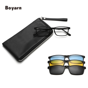 Boyarn Factory <span class=keywords><strong>Clip</strong></span> <span class=keywords><strong>magnético</strong></span> en montura de <span class=keywords><strong>gafas</strong></span> hombres Marco de prescripción óptica anteojos hombres rectángulo polarizado <span class=keywords><strong>Clip</strong></span> <span class=keywords><strong>gafas</strong></span> de sol - Product Image 3