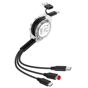 Câble de charge rapide USB 6-en-1 à remontage automatique Chargeur mobile à bobine <span class=keywords><strong>facile</strong></span> à organiser rétractable 5-en-1 pour câbles de données iPhone - Product Image 5
