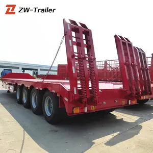 Kasur rendah Trailer 60/70/80 Ton beberapa 4 AS dapat diperpanjang tempat tidur Lowboy Trailer tempat tidur rendah anak laki-laki datar untuk dijual