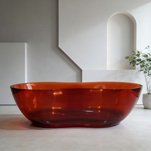 <span class=keywords><strong>Baignoire</strong></span> autoportante <span class=keywords><strong>de</strong></span> luxe en résine transparente colorée pour hôtels et villas avec drain - Product Image 4