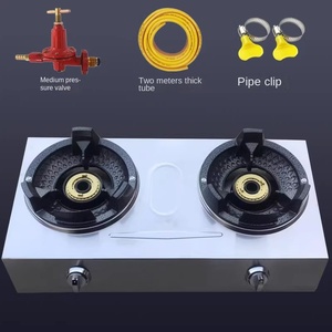 Cuisinière à gaz en acier inoxydable de haute qualité à 2 brûleurs pour la cuisine à domicile, ustensiles de cuisine pour une utilisation en extérieur, en camping-car, USB/batterie/énergie solaire électrique - Product Image 2