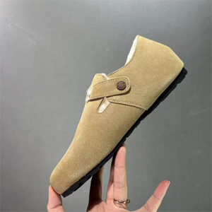 Dropshipping Winter Clogs Birkenstocks Shoes Fleece Clogs Flat Warm Anti-flip Fur Cork Shoes For Women Furry Slippers - Product Image 6
