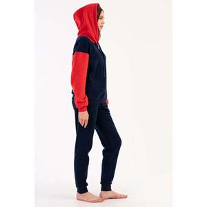Ensemble de pyjama en polaire à manches longues pour femme, avec capuche, fermeture éclair, poches et poignets - Product Image 2