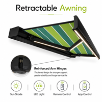 Auvent rétractable motorisé à cassette intégrale robuste, imperméable, pour extérieur, protection solaire pour villa, patio, avec télécommande LED WiFi
