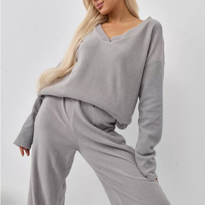 Personalizado Invierno Cálido <span class=keywords><strong>Mujer</strong></span> <span class=keywords><strong>Polar</strong></span> Fleece Pijamas Manga Larga Femme Grueso Felpa Fleece Pijamas 2 piezas <span class=keywords><strong>Polar</strong></span> Pijamas de <span class=keywords><strong>mujer</strong></span> - Product Image 2