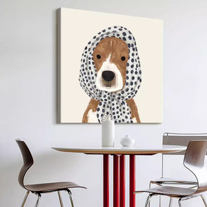 Peinture abstraite d'animaux : Chien avec bandeau, toile peinte à la main à l'huile pour salon et entrée - Product Image 4
